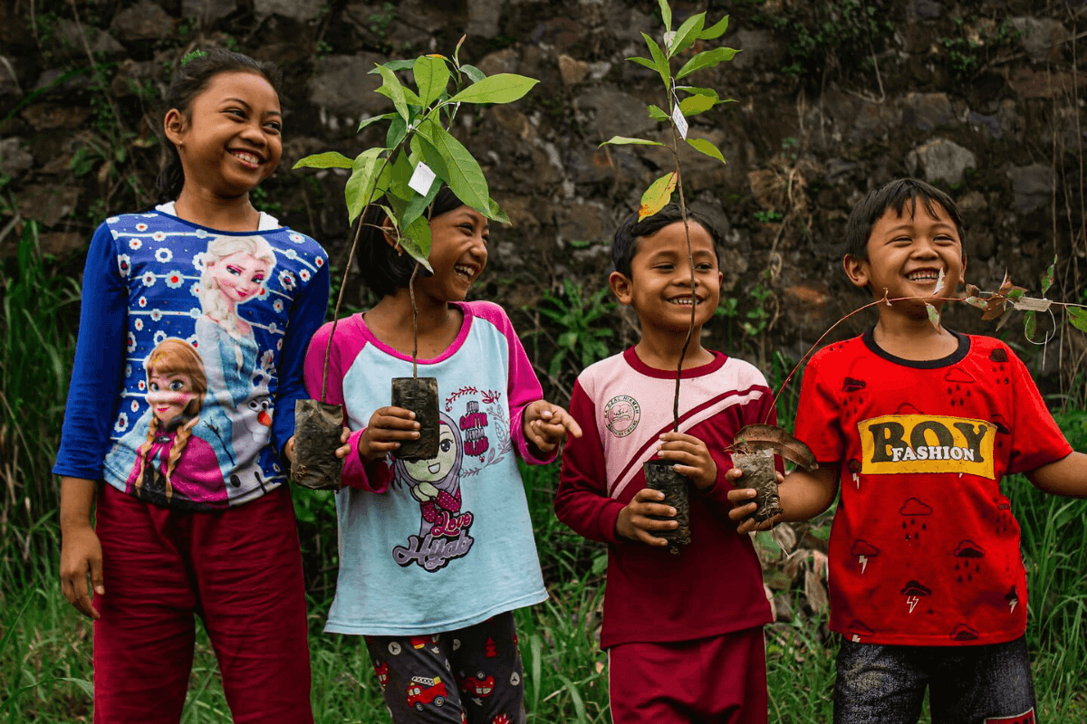 Children Planting Trees